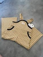 復古花紋吊帶褲