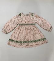 (請看物況說明) 淺粉色草綠刺繡洋裝