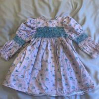 碎花刺繡膨膨袖洋裝