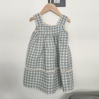 斯里蘭卡小圓洋裝(淺藍格紋)