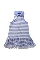 條紋藍白削尖洋裝