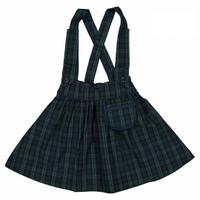 Skirt TOURNON with straps - tartan green