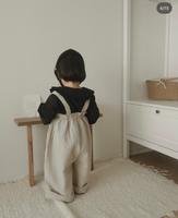 日系壓紋高腰吊帶褲