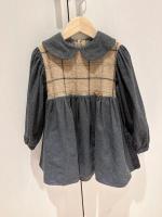 Popelin Dark Grey Two-Tone Dress With Baby Collar