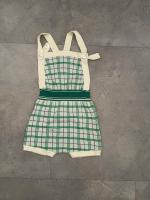 綠格紋針織吊帶