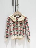 Long Sleeve Polo in Red Flowers 