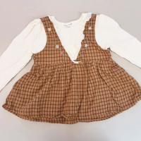 格紋假兩件上衣裙