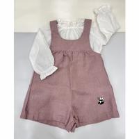 棉麻刺繡吊帶寬短褲限定款熊貓刺繡