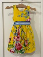 黃色大花朵圓裙洋裝