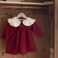 Aosta 立體領紅色洋裝