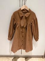 mes kids des fleurs 假領帶排釦洋裝 Bow tie dress - brown