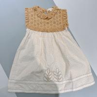 Honey Broderie/Natural Check Pia Dress