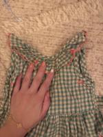 Bebe organic復古綠色小洋裝