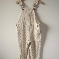 復古花卉吊帶長褲