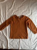 荷葉領橘紅色長袖上衣