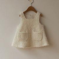 泰迪熊毛毛背心裙-米白