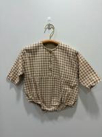 Anggo秋季-燕麥格紋包屁衣