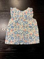 荷葉無袖藍碎花上衣