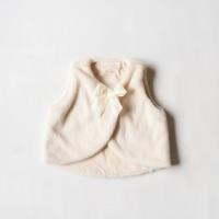 秋冬蝴蝶結毛毛背心｜象牙白 90cm