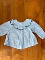 藍色荷葉領長袖上衣