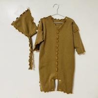 電話線長袖包屁褲/卡其qq (銘黃線）含帽