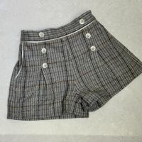Tuck short pants / tweed grey check