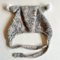 馬戲團絨球針織造型帽(大理石淺灰)