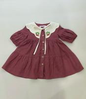 領片草莓刺繡Rosewood燈籠袖洋裝