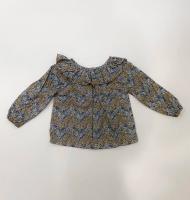 古典藍黃花卉上衣