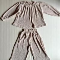 杏色波浪褶皺套裝