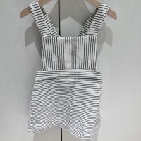 Navy stripe overall dress