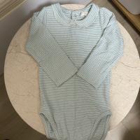 圓領子包屁衣 - Sky/Cream