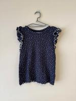 鬆餅格荷葉袖印花背心(navy)