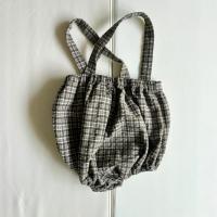 格紋吊帶包屁褲