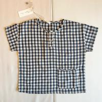 薄紗格紋短袖上衣+束口長褲