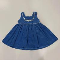 Loulou 刺繡方領背心裙-Classic blue