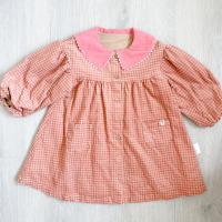 花邊翻領格子洋裝