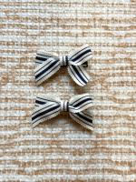 藍白條紋蝴蝶結髮夾 一對