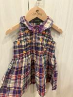 格紋繡花無袖洋裝