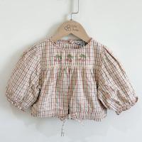 Tile Embroidered Blouse - Vanilla