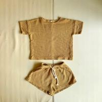 華夫格短袖套裝(上衣+褲子)