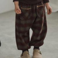 復古醇厚縫紉格紋長褲