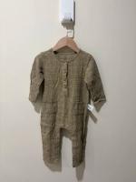 格紋軟棉麻連身褲