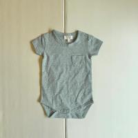 有機棉口袋短袖包屁連身衣(灰)