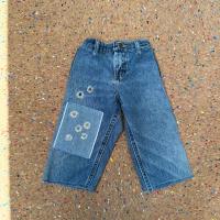 雛菊刺繡 拼布牛仔褲