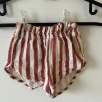 棉薄紗短褲 紅條紋