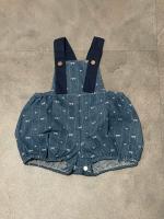 蝴蝶刺繡牛仔吊帶褲