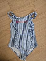 Tommy Hilfiger 經典海軍風條紋荷葉邊女孩連身泳裝