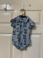 天絲棉熊貓包屁衣