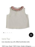 Liana Top 粉白領棉麻無袖上衣